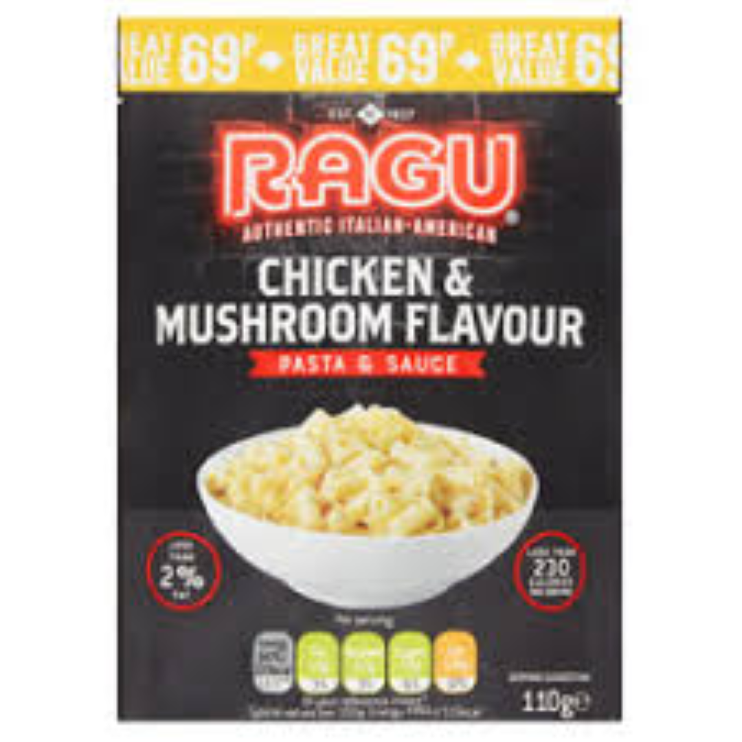RAGU PASTA & SAUCE CHICKEN & MUSHROOM 110G